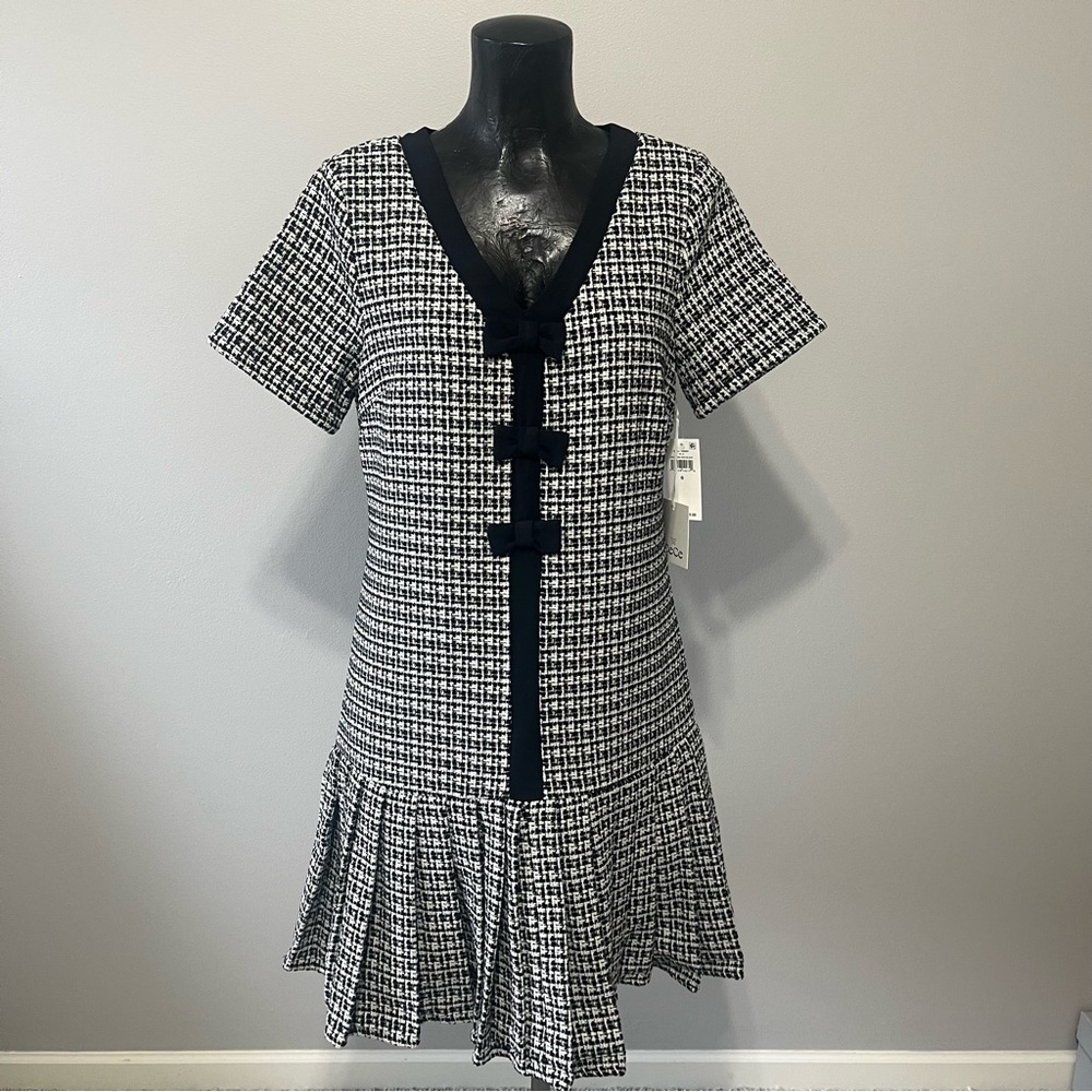 CeCe Black and White Tweed Mini Dress